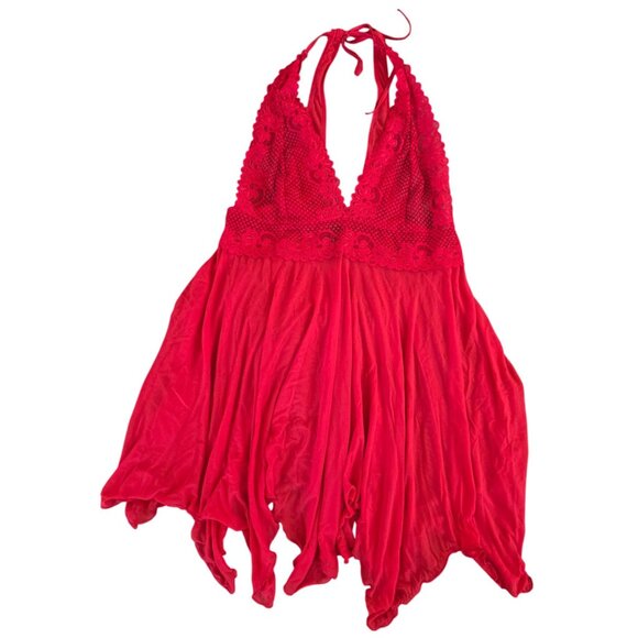 Escanté Other - Escanté Red Lace  Babydoll Nightgown Size 1X Handkerchief Hem Racerback